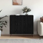 vidaXL Buffet Chêne noir 90 x 34 x 80 cm Bois d'ingénierie