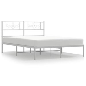 vidaXL Cadre de lit métal sans matelas et tête de lit blanc 150x200 cm