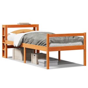 vidaXL Cadre de lit avec tête de lit sans matelas cire marron 75x190cm