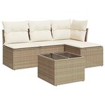 vidaXL Salon de jardin avec coussins 5 Pièces beige résine tressée