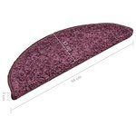 vidaXL Tapis d'escalier 15 pièces 56 x 17 x 3 cm Violet foncé Demi-rond