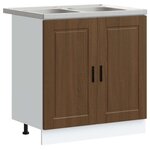 vidaXL Meuble sous évier Porto 2 Pièces Marron Bois d'ingénierie