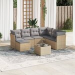vidaXL Salon de jardin avec coussins 8 Pièces beige résine tressée