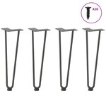 vidaXL Pieds en épingle à cheveux pour table basse 4 pièces Anthracite 42 cm Acier massif