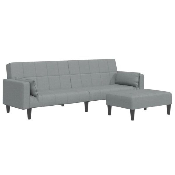 vidaXL Canapé-lit à 2 places avec repose-pied gris clair tissu
