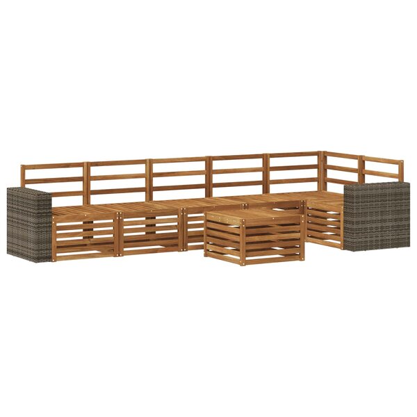 vidaXL Ensemble de canapé d'angle 7 Pièces Naturel Bois d'Acacia Massif