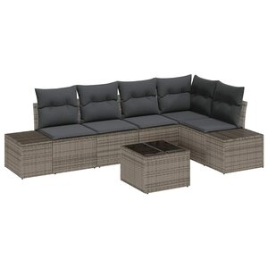 vidaXL Ensemble de canapé de jardin avec coussin 6 Pièces Gris clair