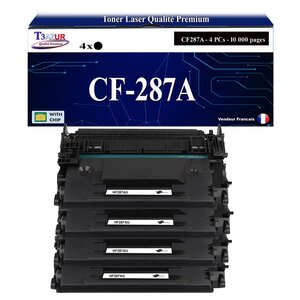 T3AZUR - 4x Toners compatibles avec HP CF287A (87A) avec HP LaserJet Enterprise Flow MFP M527c  M527cm  MFP M527  M527dn  M527f  M527z