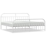 vidaXL Cadre de lit métal sans matelas et pied de lit blanc 200x200 cm