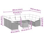 vidaXL Ensemble de canapé de jardin 10 Pièces Gris et bleu marine