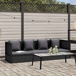 vidaXL Lit de jardin avec coussin et oreiller Résine tressée Noir