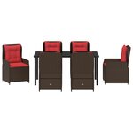 vidaXL Set de salle à manger de jardin 7 pièces marron poly rattan