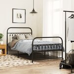 vidaXL Cadre de lit métal sans matelas et pied de lit noir 100x200 cm