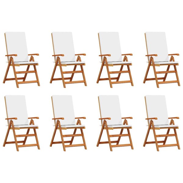 vidaXL Chaises de jardin inclinables avec coussins  8 pièces en bois de teck massif