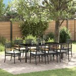 vidaXL Ensemble de salle à manger pour jardin 9 Pièces Noir polyrotin