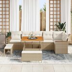 vidaXL Ensemble de canapé de jardin 9 Pièces Beige polyrotin