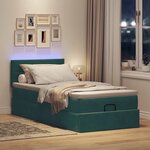 vidaXL Lit ottoman avec matelas et LED Vert foncé 90x200cm velours