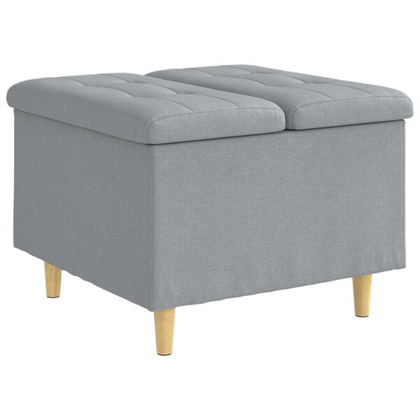 vidaXL Pouf de rangement avec coussin Gris clair 60 x 60 x 45 cm tissu