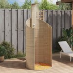 vidaXL Douche d'extérieur beige 100x100x241 5cm poly rotin bois acacia