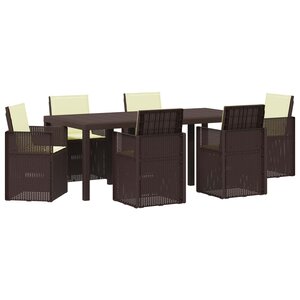 vidaXL Ensemble de salle à manger pour jardin 7 pc Marron et crème PP