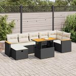 vidaXL Salon de jardin 5 Pièces avec coussins noir résine tressée