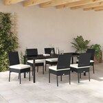 vidaXL Ensemble de salle à manger pour jardin 7 Pièces Noir Poly rotin