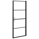 vidaXL Porte de douche 91x195 cm Verre trempé demi-dépoli Noir