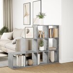 vidaXL Étagère séparatrice de pièce à 3 niveaux gris béton