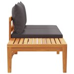 vidaXL Banc de jardin avec table avec coussins gris foncé Teck solide