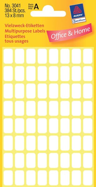 Étiquettes multi-usages, 18 x 12 mm, pp blanc avery zweckform
