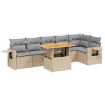 vidaXL Salon de jardin avec coussins 7 Pièces beige résine tressée