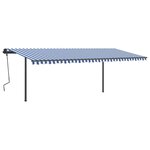 vidaXL Auvent automatique capteur de vent/LED 6x3 m Bleu et blanc