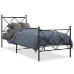 vidaXL Cadre de lit métal avec tête de lit/pied de lit noir 80x200 cm