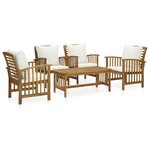 Salon de jardin meuble d'extérieur ensemble de mobilier 5 pièces avec coussins bois d'acacia solide 02_0016314