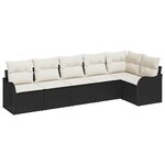 vidaXL Ensemble de canapé de jardin avec coussin 6 Pièces Noir Poly rotin