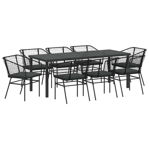 vidaXL Ensemble de salle à manger pour jardin 9 pc Noir polyrotin