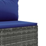 vidaXL Salon de jardin 4 Pièces avec coussins Gris Résine tressée