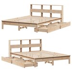 vidaXL Lit bibliothèque sans matelas 150x200 cm bois massif de pin