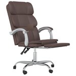 Chaise fauteuil siège pivotante de inclinable de bureau informatique étude similicuir brun 02_0024254