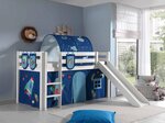 PINO Lit mezzanine avec toboggan Blanc Space