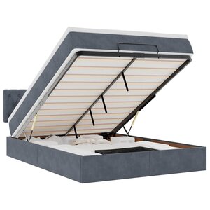 vidaXL Cadre de lit ottoman avec matelas gris foncé 140x200 cm velours