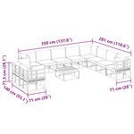 vidaXL Ensemble de canapé de jardin avec coussin 11 Pièces Noir Aluminium