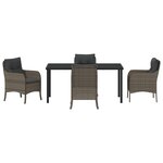 vidaXL Ensemble de salle à manger de jardin 5 pièces avec coussins gris poly rattan