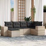 vidaXL Salon de jardin 6 Pièces avec coussins gris clair résine tressée
