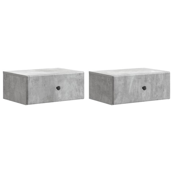 vidaXL Cabinet de chevet mural 2 pc Gris béton 49 x 34 5 x 20 cm