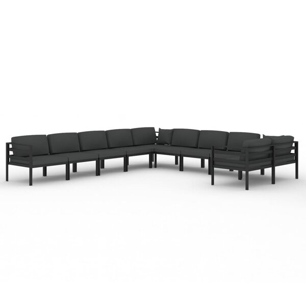 vidaXL Salon de jardin 10 Pièces avec coussins Aluminium Anthracite