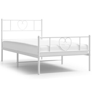 vidaXL Cadre de lit métal sans matelas avec pied de lit blanc 75x190cm