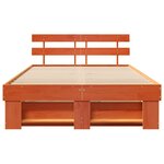 vidaXL Cadre de lit avec tête de lit Brun cire 135 x 190 cm Pin massif