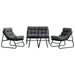 vidaXL Ensemble de Canapé de Jardin de 5 Pièces avec Coussins en Acier Noir