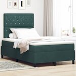 vidaXL Lit à ressort LED avec matelas Vert foncé 120 x 190 cm Velours